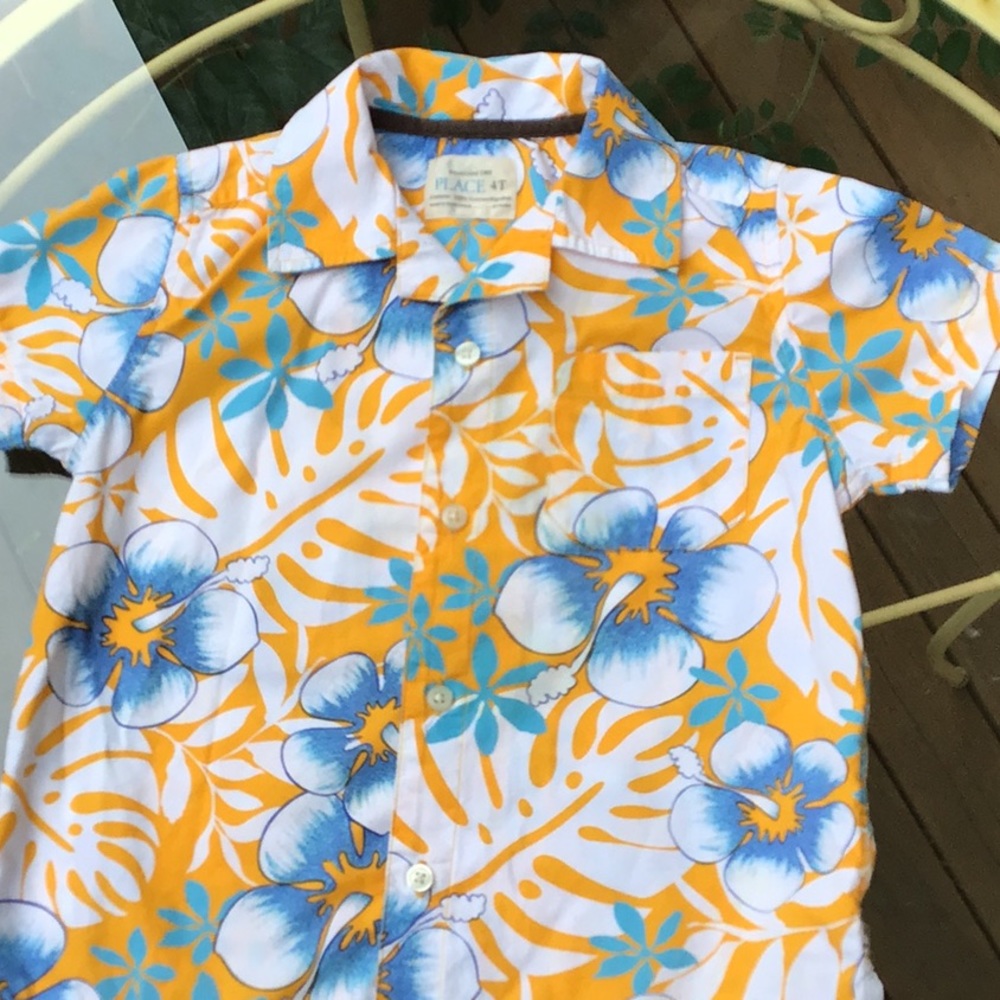 PLACE 4T Short Sleeve Button Up Hawaiian Shirt